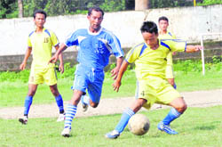 A match in progress in the Lala Nemi Dass Memorial District Football League in Dehradun 