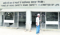 Broken glass windows at the Traffic Training Park in Ludhiana.