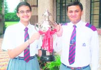 Students of St Josephs Academy with the Brother C.J Bergin Memorial Debate trophy in Dehradun 