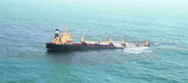 The sinking MV Rak Carrier off the coast of Mumbai 
