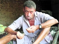 Chiman Singh, who has been bedridden for 30 years, at his house at Teja Ruhela village