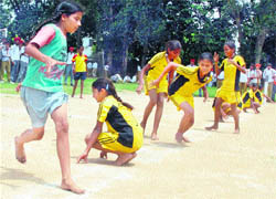 Players take part in a kho-kho meet at Government Senior Secondary School, Phase III-B-1, Mohali