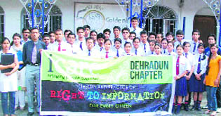 Students of Carman School who participated in an awareness programme on the RTI ACT in Dehradun on Friday. 