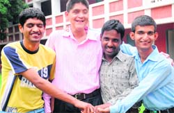 Visually impaired students of BA (I) strike a pose at Postgraduate Government College, Sector 11, Chandigarh.