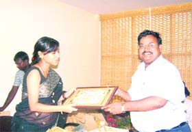 ASP Nivedita Kukreti is presented a citation at a felicitation function organised by the Industries Association of Uttarakhand in Haridwar on Saturday