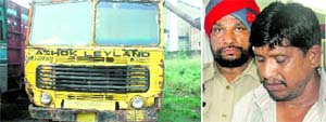 The killer truck; and (right) Darshan Lal, the driver.