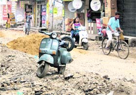 A dug-up stretch of College Road at Jagraon