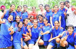 Sacred Heart School players in a jubilant mood after winning the Inter -School Football Tournament at Sector 26 in Chandigarh on Monday. 