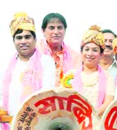 Television artiste Praveen Kumar at the Multan Jot Mahotsava in Haridwar on Monday.