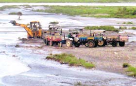 Illegal mining continues unabated in the Suketi khad near Sundernagar.
