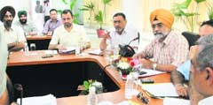 DS Bains, Financial Commissioner, Forests, Punjab, chairs a meeting in the newly inaugurated conference hall at the Forest Complex in Mohali 