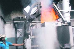 Poppy husk being destroyed at a factory in Mohali