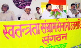 A function being held to honour dependants of freedom fighters at Pithoragarh on Tuesday. 
