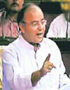 A TV grab of Arun Jaitley in the Rajya Sabha.