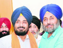 Charanjit Singh Brar with Deputy CM Sukhbir Badal in Chandigarh.
