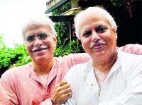 Rajan Mishra (right) and Sajan Mishra during their visit to Dehradun on Wednesday