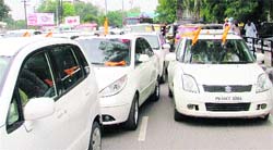 The convoy of Gurdeep Singh Gosha, president of Youth Akali Dal, led to a traffic jam on roads in Ludhiana