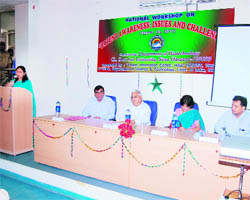 A speaker addresses participants at a seminar on Patent Awareness: Issues and Challenges in Sirsa. 