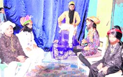 Students of Bachpan Play School stage a play on the eve of Rakshabandhan in Haridwar