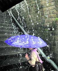 A woman battles the downpour in Shimla on Friday.
