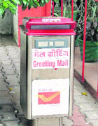 A special letter box installed by the department of posts for rakhi mails outside the head post office in Ludhiana.