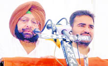 PPCC chief Capt Amarinder Singh addresses a gathering in Patiala 