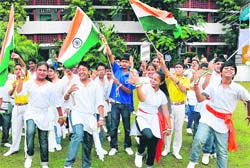 Students of KBDAV School celebrate Independence Day on the school premises in Sector 7, Chandigarh