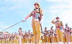 Security personnel at the rehearsal on Saturday