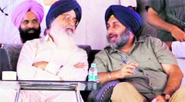 CM Parkash S Badal with Deputy CM Sukhbir Badal at Baba Bakala.