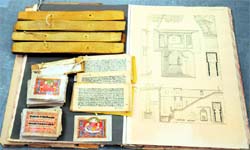 Hand-written manuscripts and drawings kept at Lalchand Research Library in DAV College, Sector 10, Chandigarh