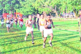 Gentlemen cadets of the IMA participate in a cross-country in Dehradun on Sunday