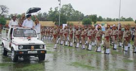 Janmeja Singh Sekhon inspecting the guard of honour at Ferozepur.