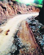 A view of the Durana-Dewa road at Jaisinghpur in Kangra district.