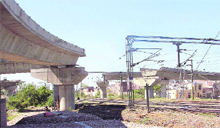 Under construction railway overbridge. 