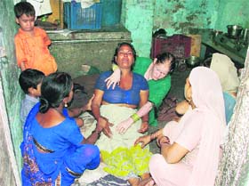 An unconsolable Sharda, mother of Vivek, who died due to drowning in Ludhiana on Monday.