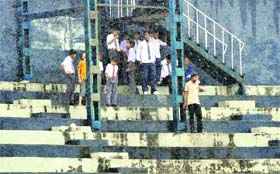 Rain washed away the Independence Day function as nobody was seen sitting on the stands at the Guru Nanak Stadiumin Ludhiana on Monday.