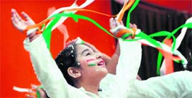 Students of Sat Paul Mittal School celebrate Independence Day in Ludhiana.