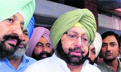 Captain Amarinder Singh at the district courts in Mohali on Tuesday.