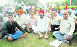 Members of the CPI stage a protest in Sector 22, Chandigarh. 