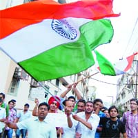 ABVP activists rally in support of Anna Hazare in Amritsar 