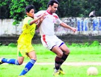 A match in the Lala Nemi Dass Memorial District Football League under way in Dehradun 