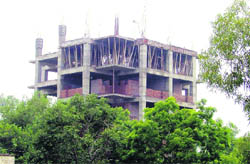 A view of an under-construction building inside Guru Nanak Dev Engineering College in Ludhiana.