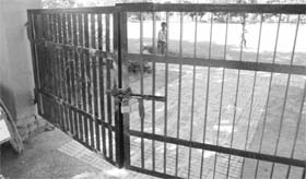The locked gate of a park at Sector 4 in Panchkula.