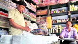 Khadi caps displayed at a shop in Jammu.