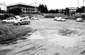 A parking lot near the mini-secretariat in a dilapidated condition in Panchkula