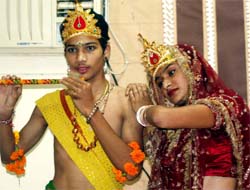 Students participate in a function related to Janamashtami in Gurgaon