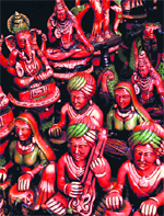 Colourful figurines on display