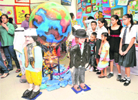 Students display models at the annual exhibition at Manav Mangal Smart School in Phase X, Mohali on Sunday.