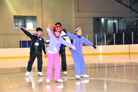 Budding players at an ice-skating rink in Dehradun