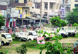 A view of the municipal park being converted into parking space